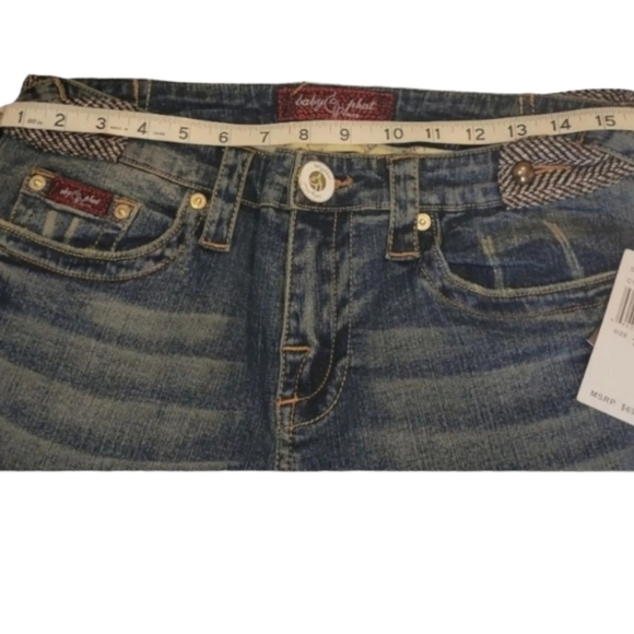 NWT Juniors Baby Phat Sexy Siren Whisker Wash Straight Leg Jeans Junior Sz 11 - Picture 6 of 7